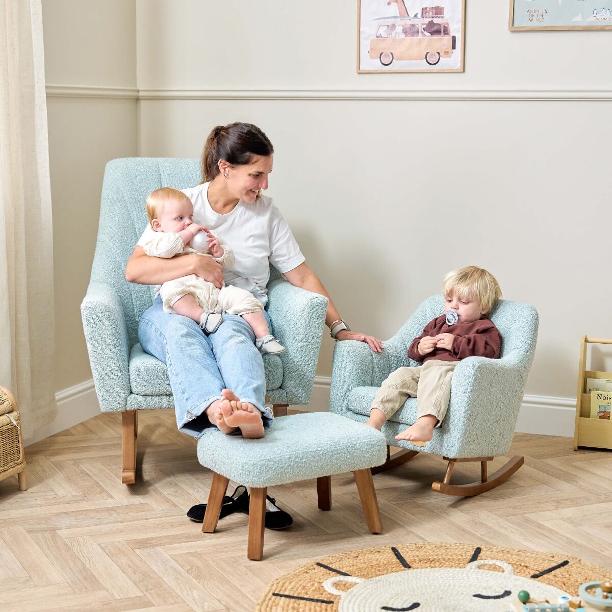 Tutti Bambini Jonah Mini Me Children's Rocking Chair - Boucle Ocean Stone