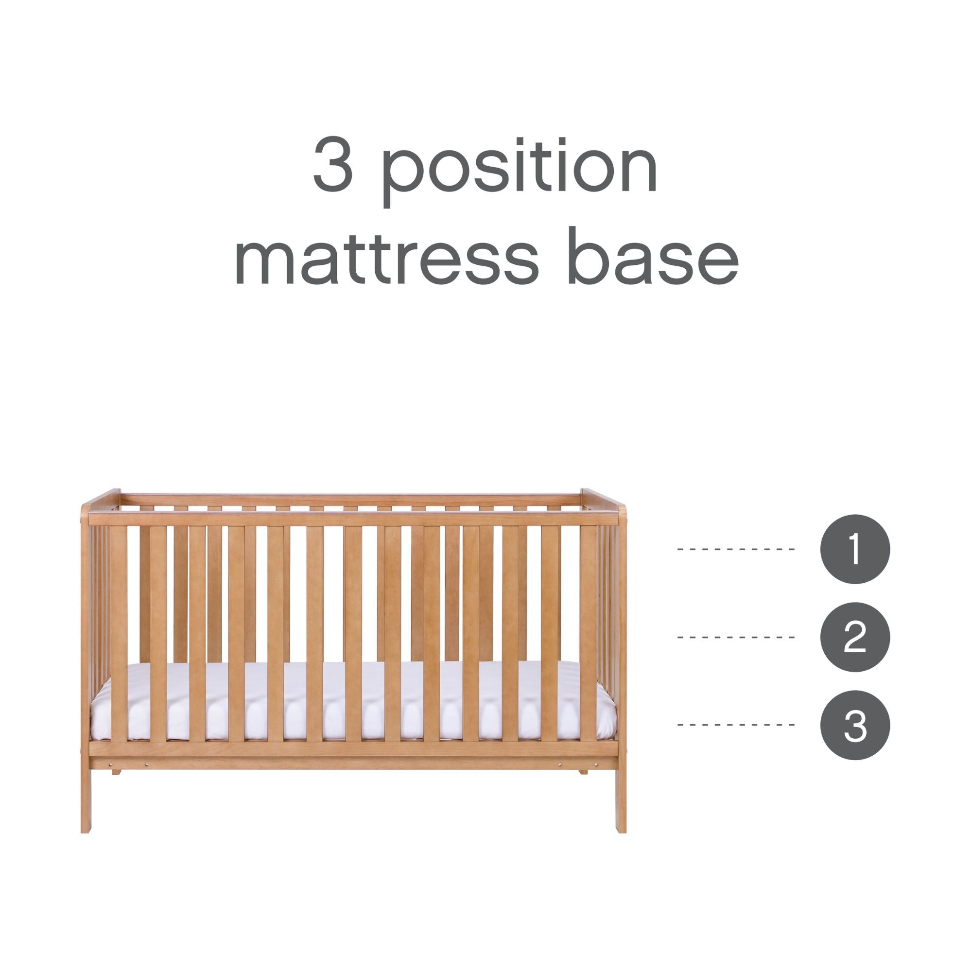 Tutti Bambini Malmo Cot Bed with Rio Furniture 3 Piece Room Set - Dove Grey/Honey Oak