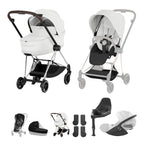 Cybex Mios Fold Cot Travel System Bundle - Style Off White & Chrome Brown Frame