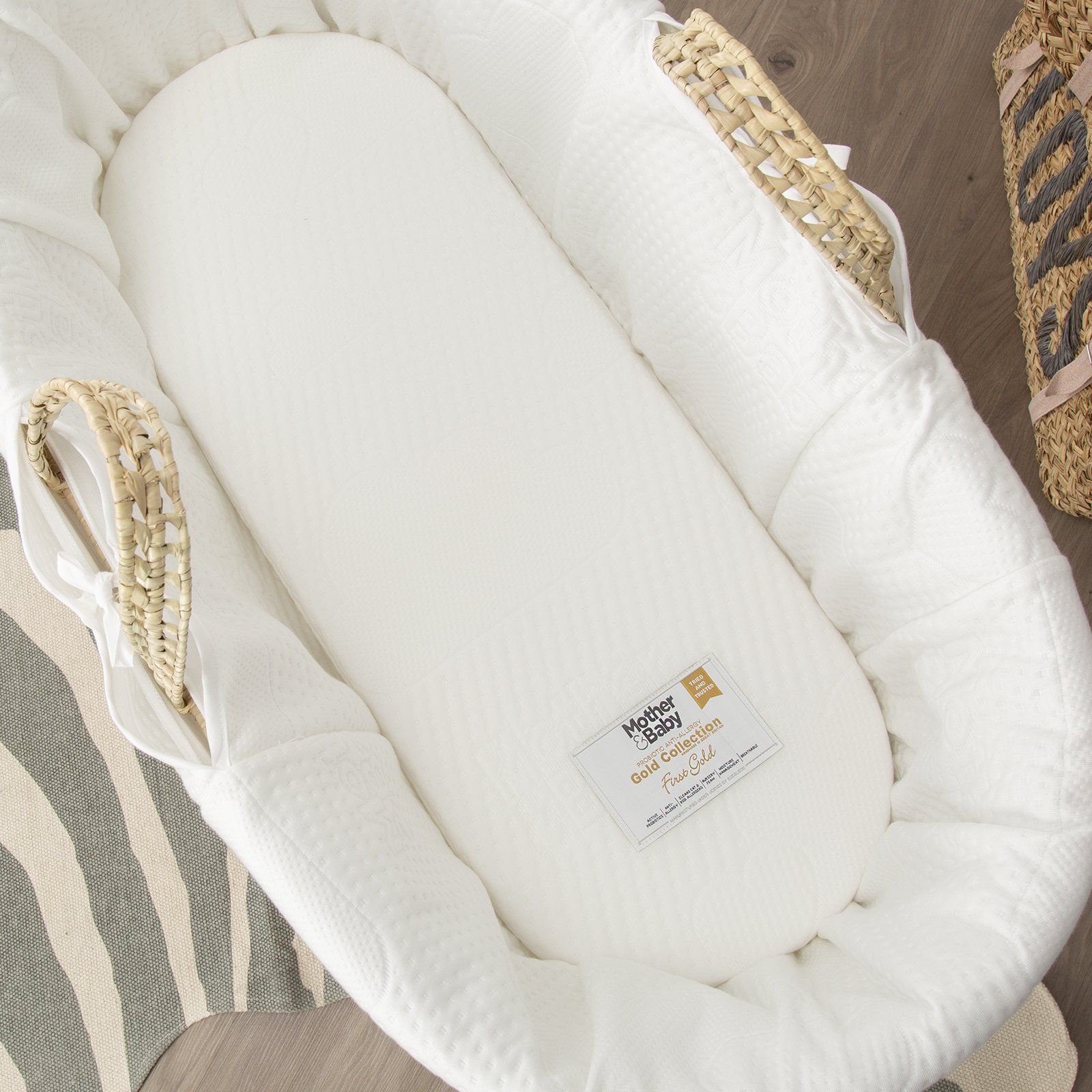 Mother&Baby First Gold Anti-Allergy Foam Moses Basket Mattress Large 75 x 28cm