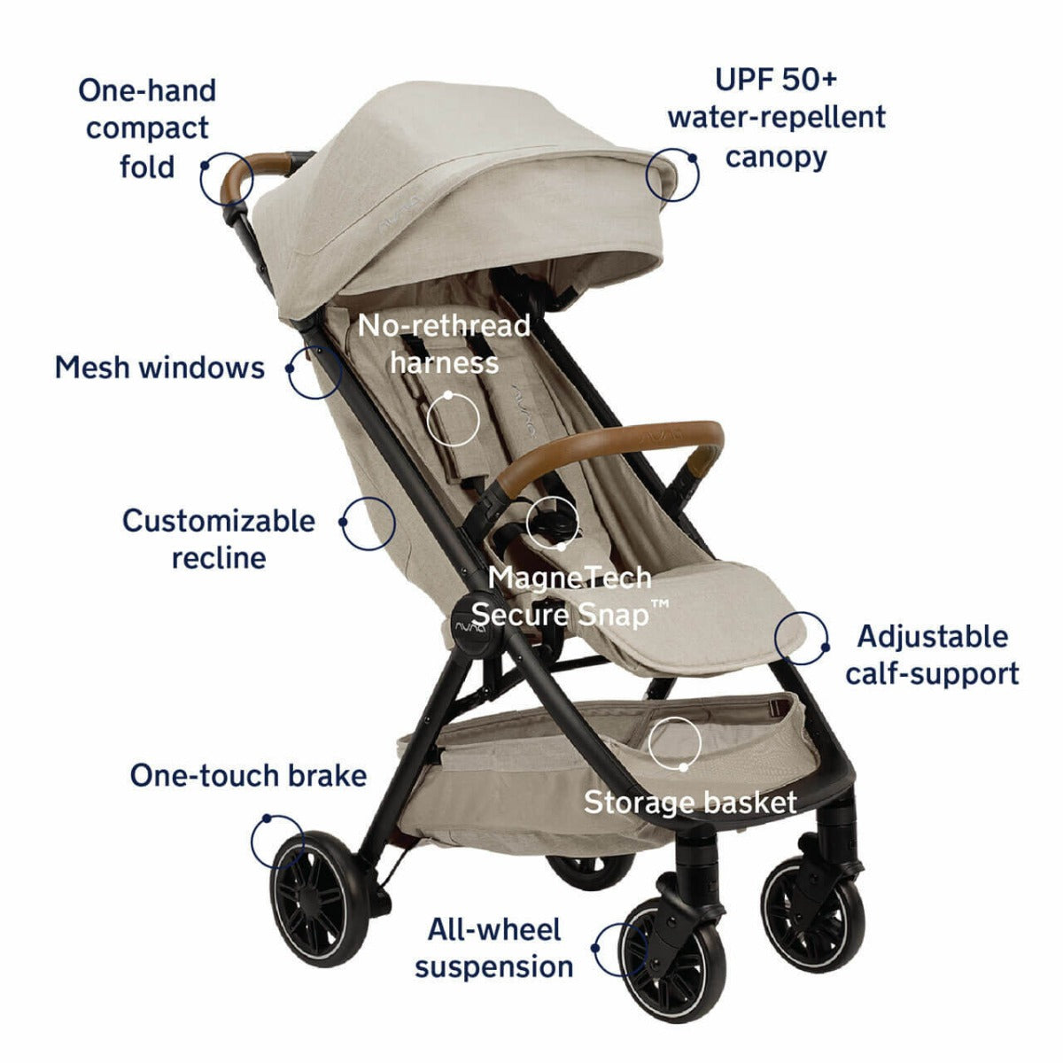 Nuna TRVL Compact Stroller with Raincover & Travel Bag - Hazelwood 2