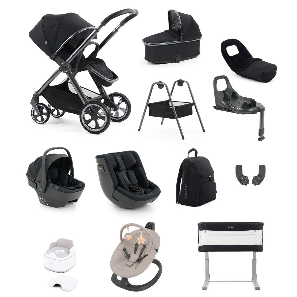 BabyStyle Oyster 4 Luxury 360 Car Seat & Nursery Essentials Bundle - Carbonite