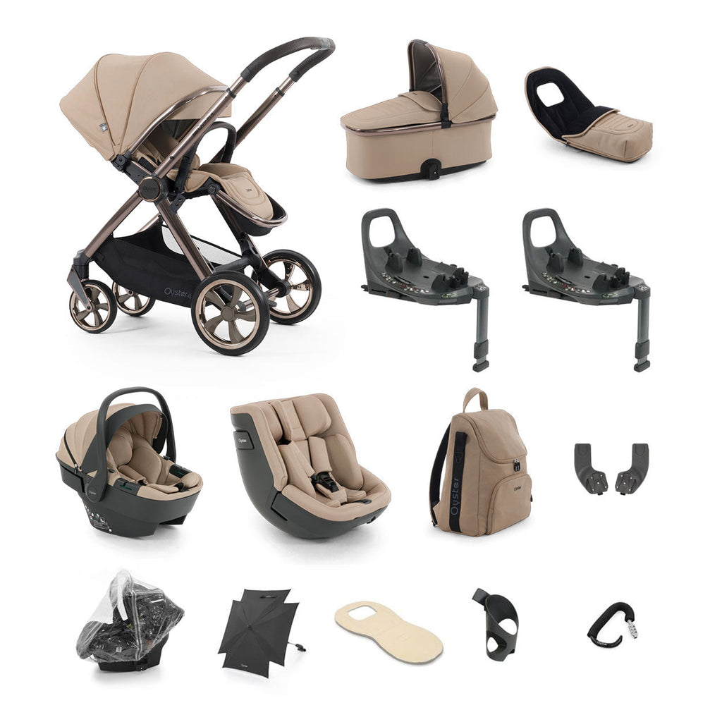 BabyStyle Oyster 4 Ultimate Baby & Toddler 360 Car Seat Bundle - Fawn