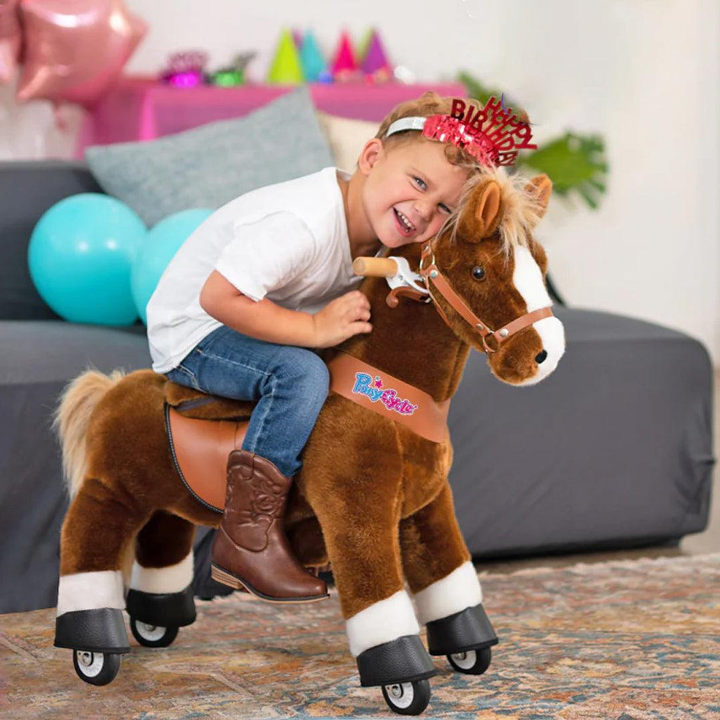 PonyCycle Ride on Pony Toy - Brown & White