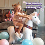 PonyCycle Ride on Pony Toy - White Unicorn