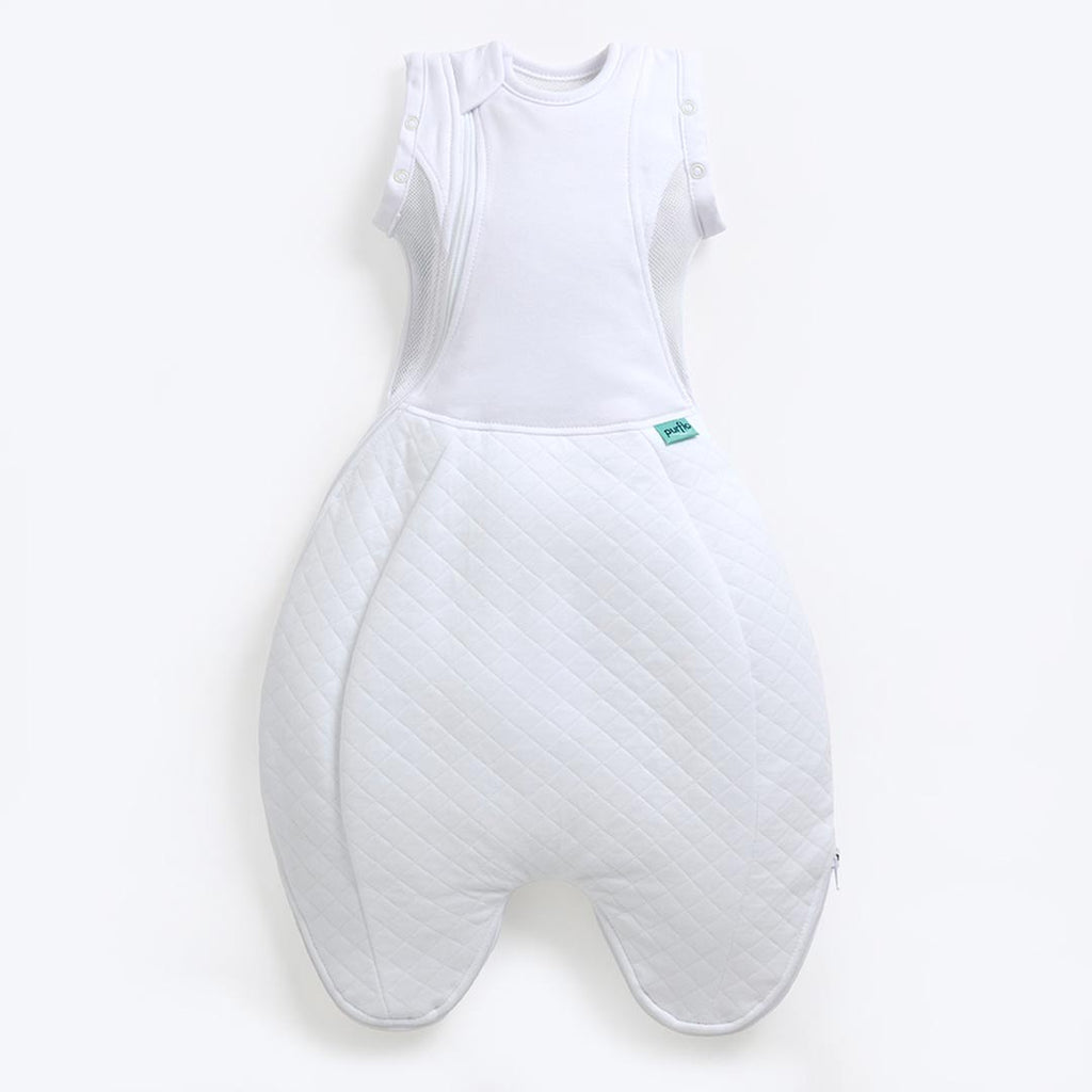 Purflo Swaddle To Sleep Bag - Soft White - TOG 2.5