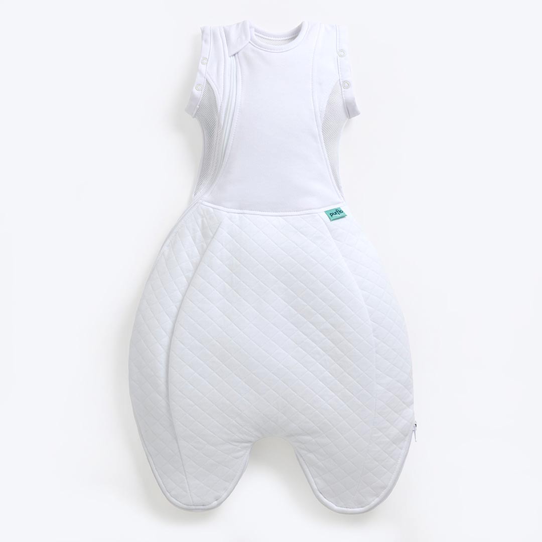 Purflo Swaddle To Sleep Bag - Soft White - TOG 2.5