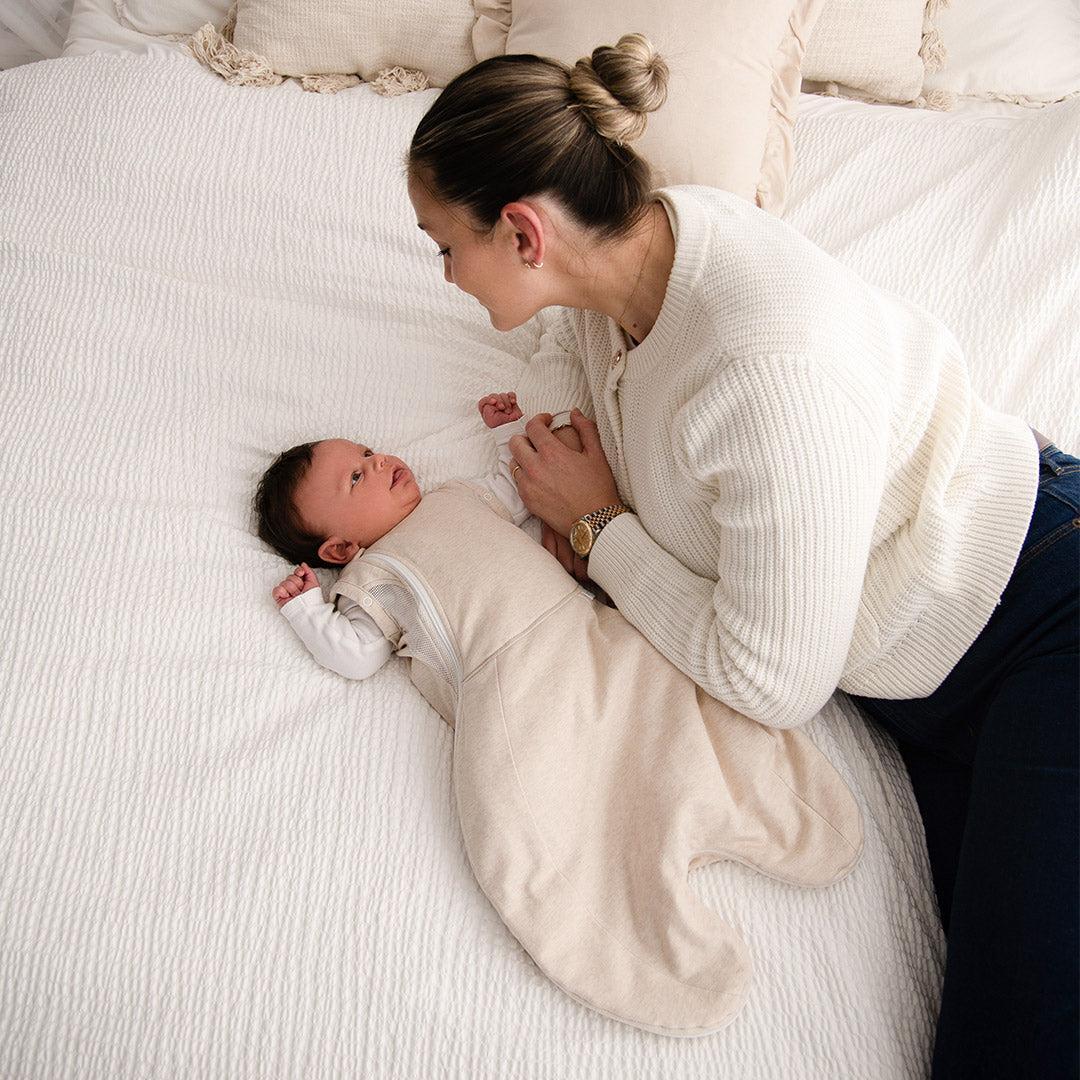 Purflo Swaddle to Sleep Bag  0-4m 2.5 Tog - Lightweight - Sand