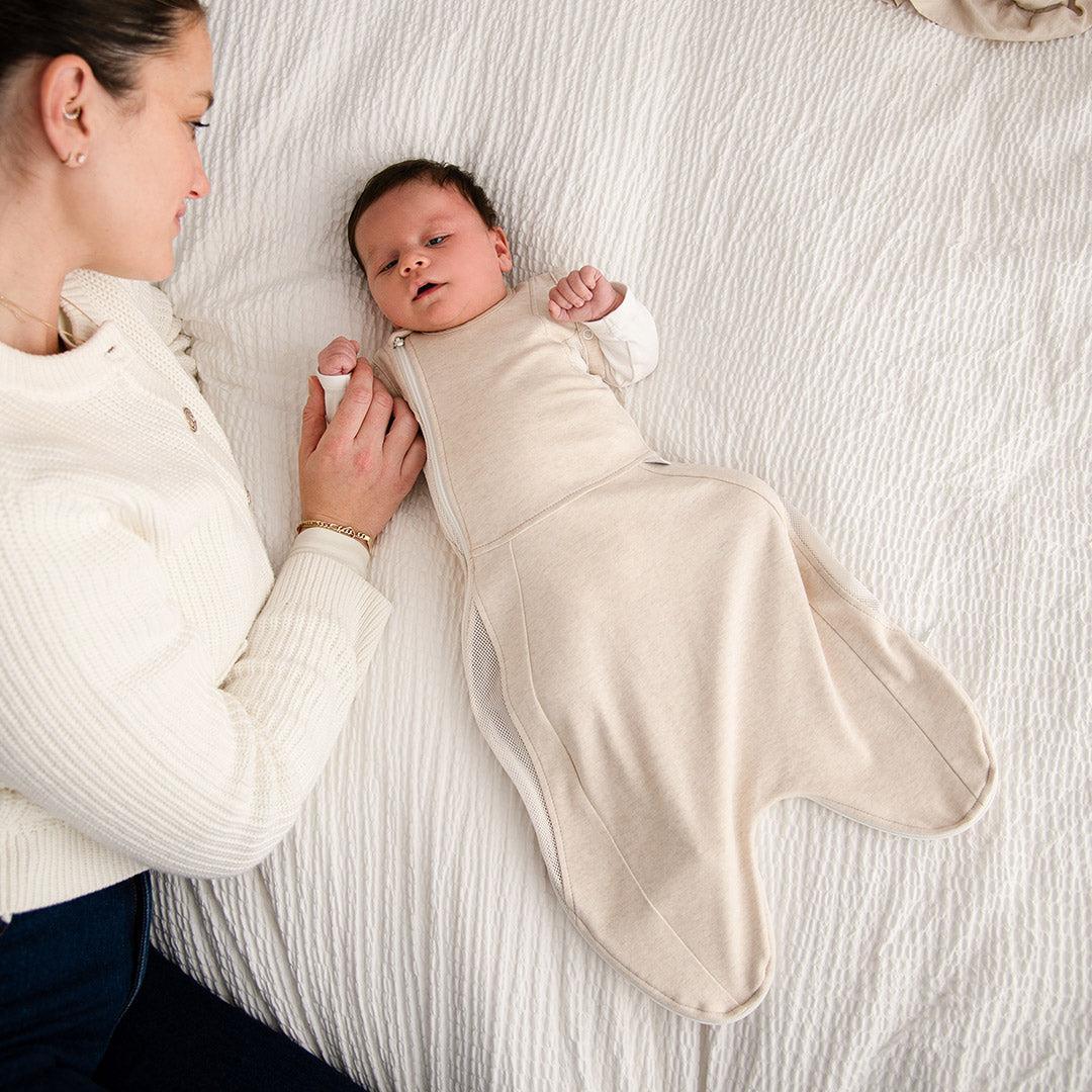 Purflo Swaddle to Sleep Bag  0-4m 2.5 Tog - Lightweight - Sand