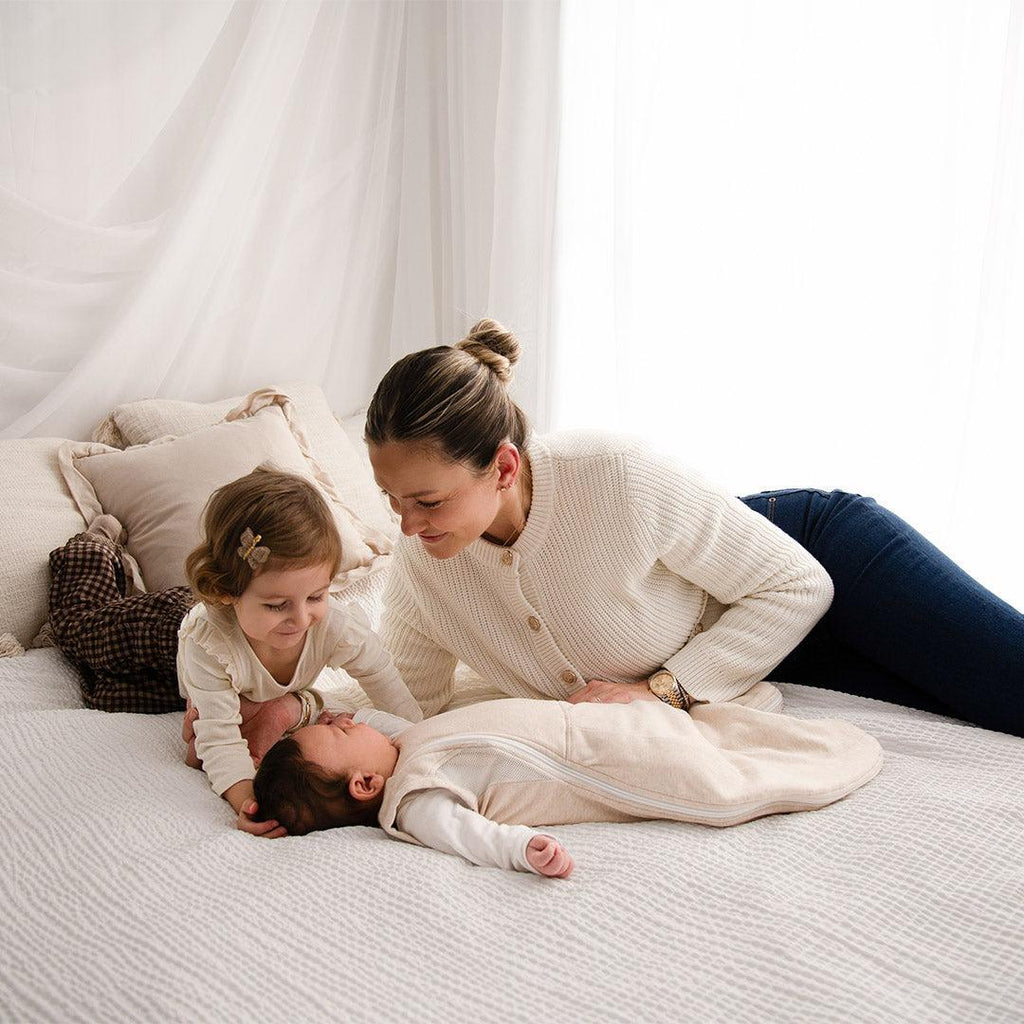 Purflo Swaddle to Sleep Bag  0-4m 2.5 Tog - Lightweight - Sand