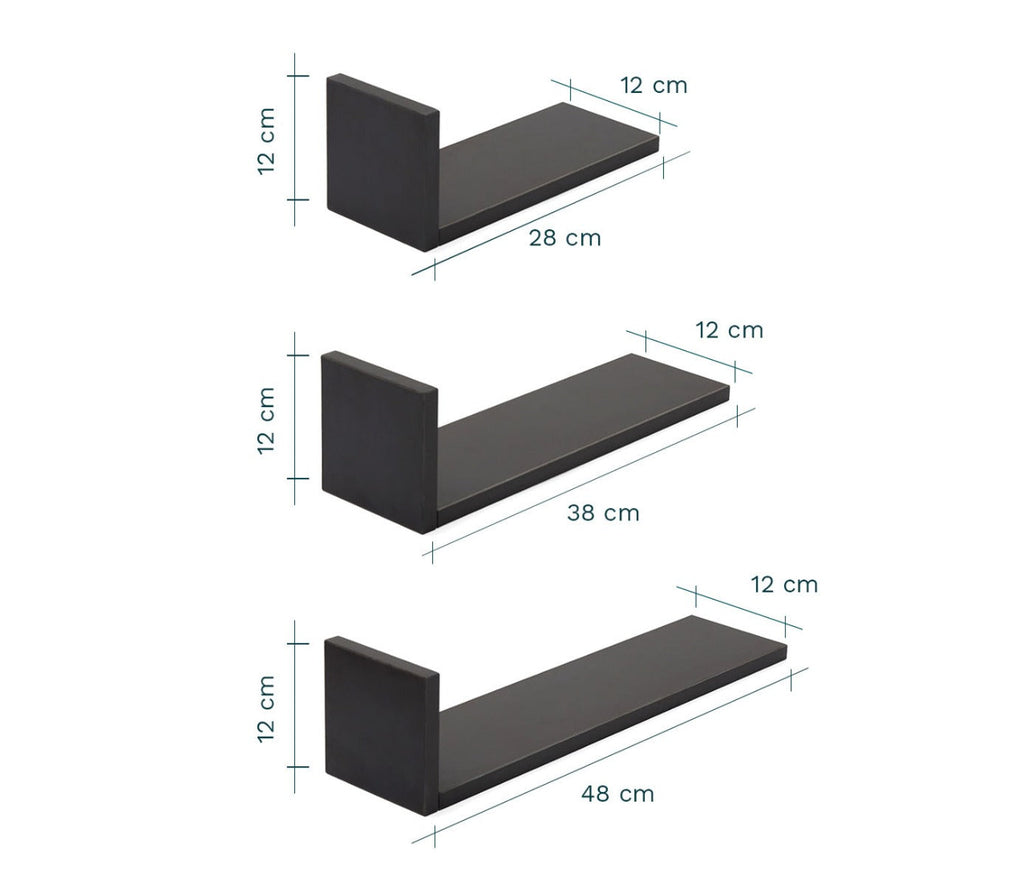 Tutti Bambini Rio Set of Three L-Shaped Wall Shelves - Slate Grey 6