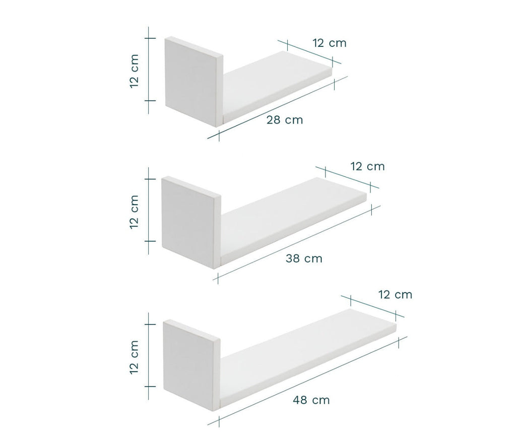 Tutti Bambini Rio Set of Three L-Shaped Wall Shelves - White 6