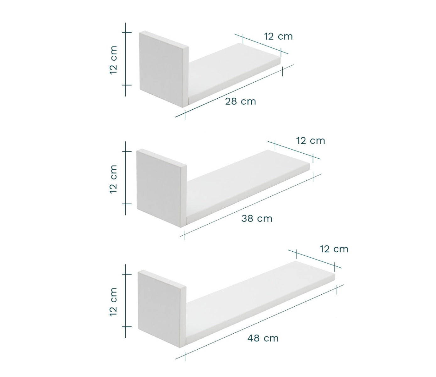 Tutti Bambini Rio Set of Three L-Shaped Wall Shelves - White 6