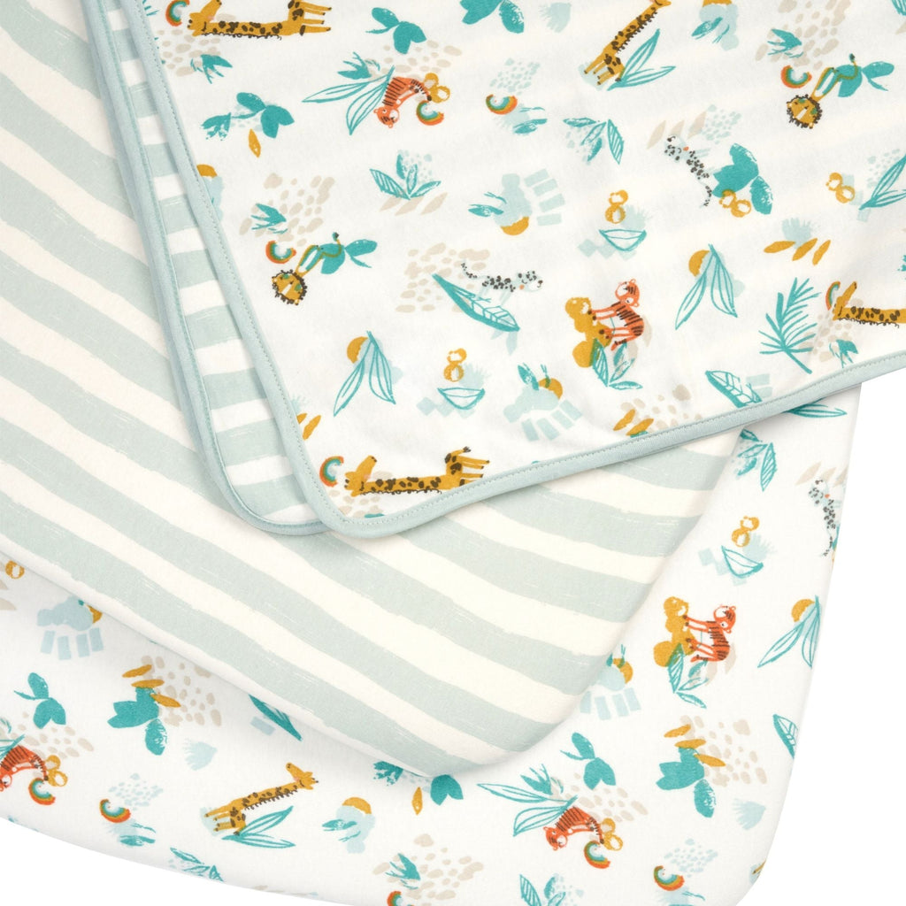 Tutti Bambini CoZee Air Bedside Crib & Bedding Bundle - Run Wild
