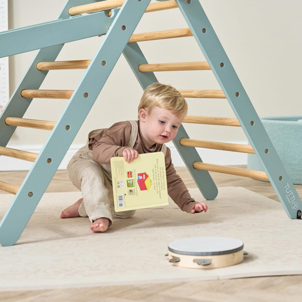 Tutti Bambini Scala Montessori 3 in 1 Pikler Climbing Frame with Climbing Wall - Ocean Stone
