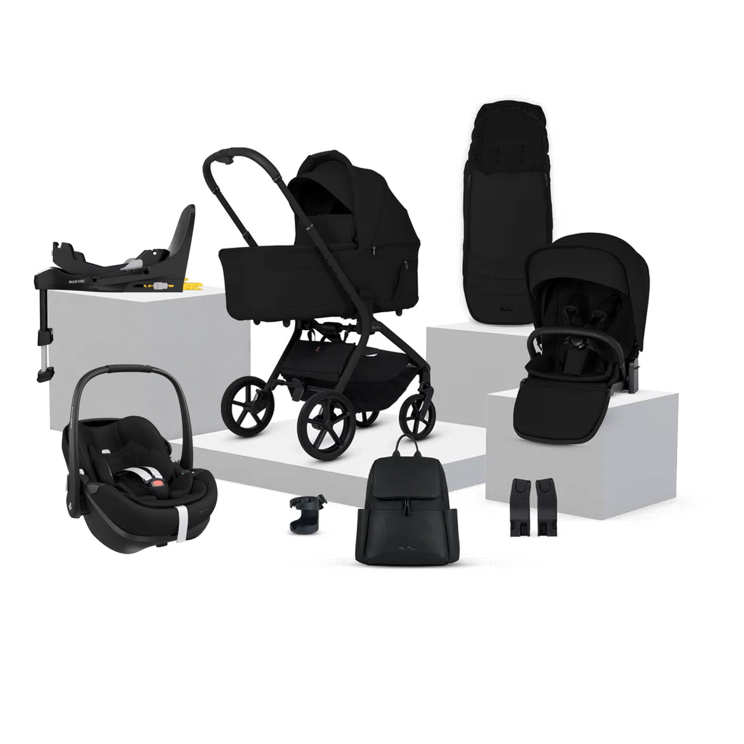 Silver Cross Breez Ultimate Maxi-Cosi Pebble 360 Pro2 & Sliding Base Bundle - Onyx