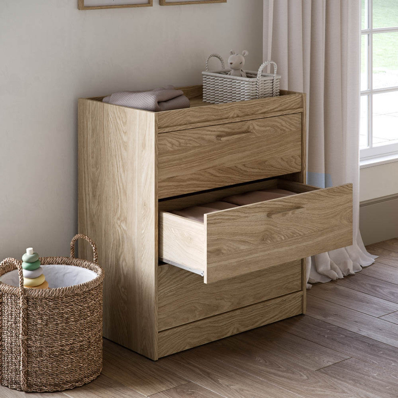 Silver Cross Geneva 3 Piece Nursery Set with Convertible Cot Bed, Dresser & Wardrobe