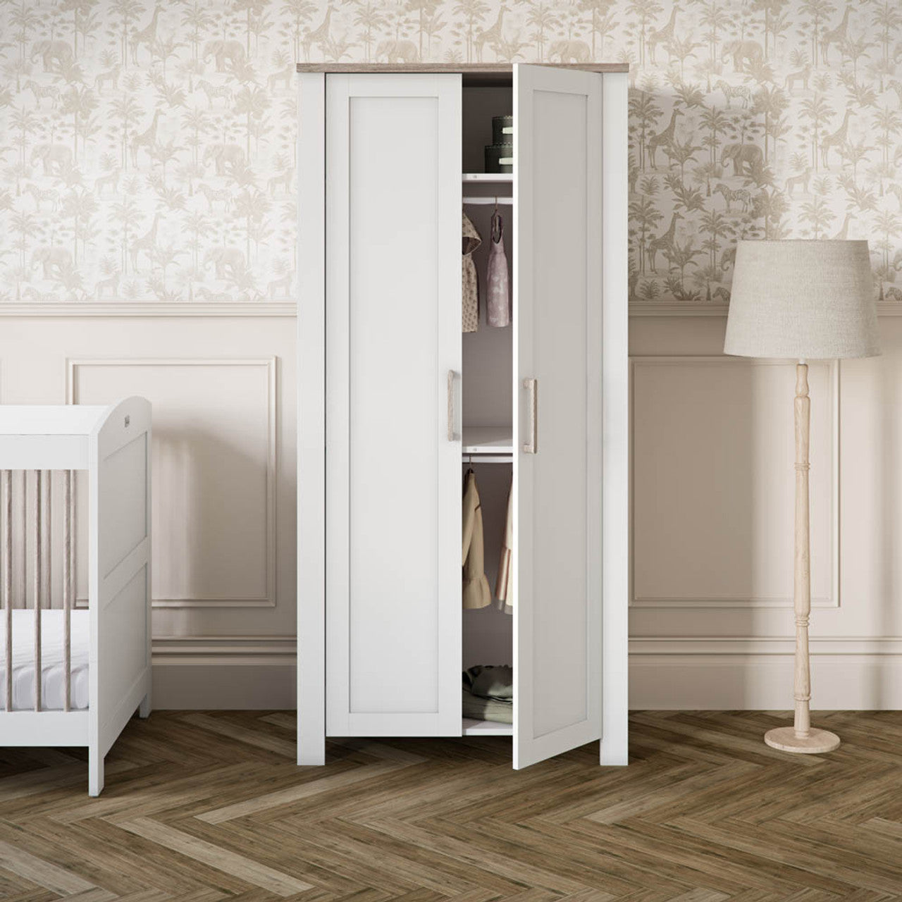 Silver Cross Valencia 3 Piece Nursery Set with Convertible Cot Bed, Dresser & Wardrobe