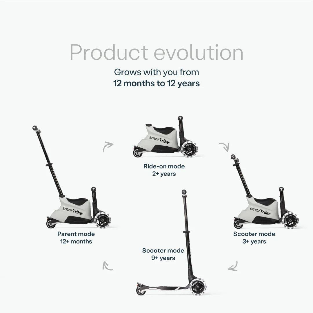 smarTrike Xtend Ride On Scooter Plus From 12 Months to 12 Years - Cool Grey