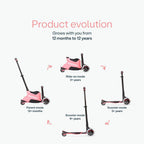 smarTrike Xtend Ride On Scooter Plus From 12 Months to 12 Years - Salmon Pink