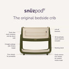 Snuzpod 5 Bedside Crib - Olive