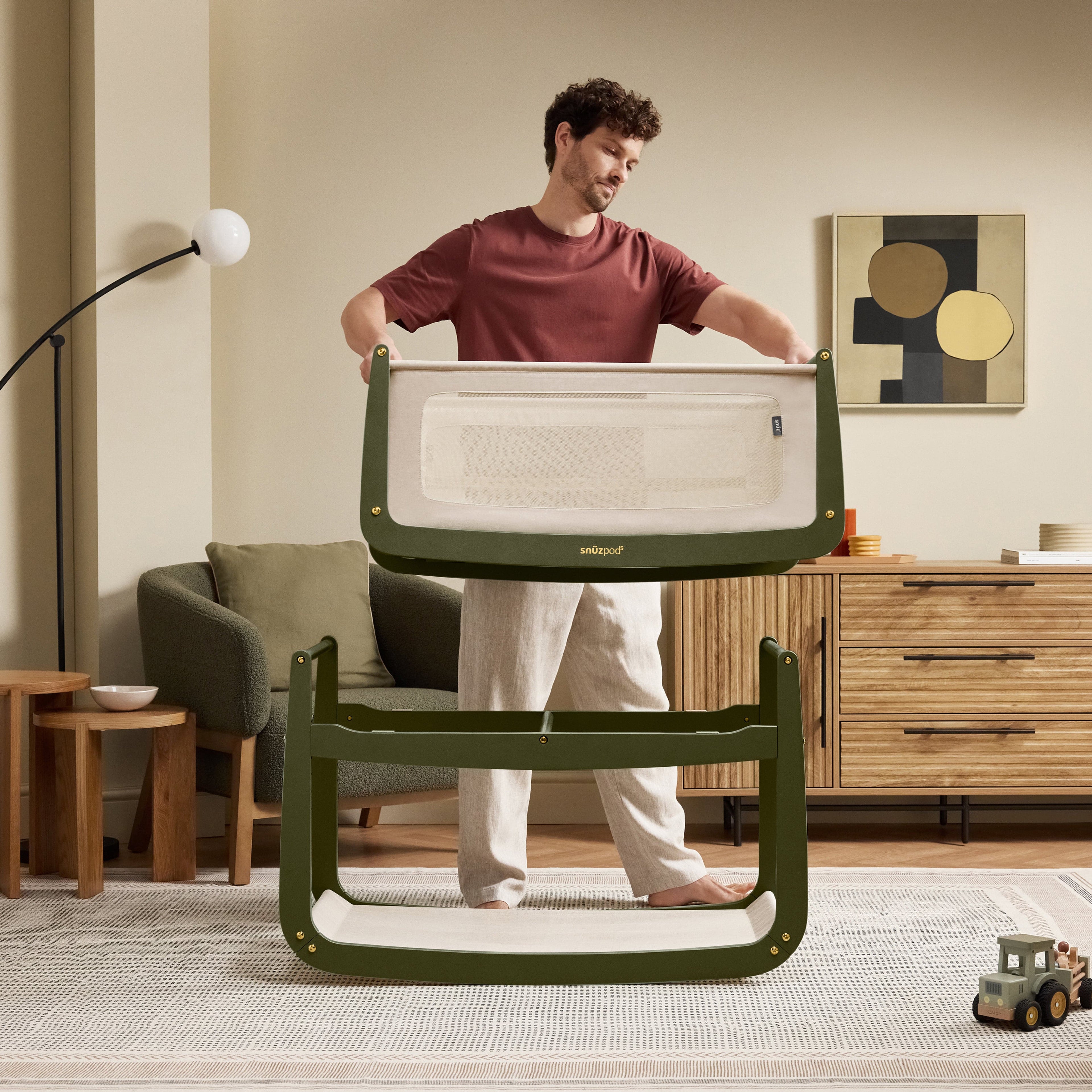Snuzpod 5 Bedside Crib - Olive