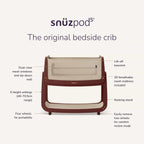 Snuzpod 5 Bedside Crib - Rouge