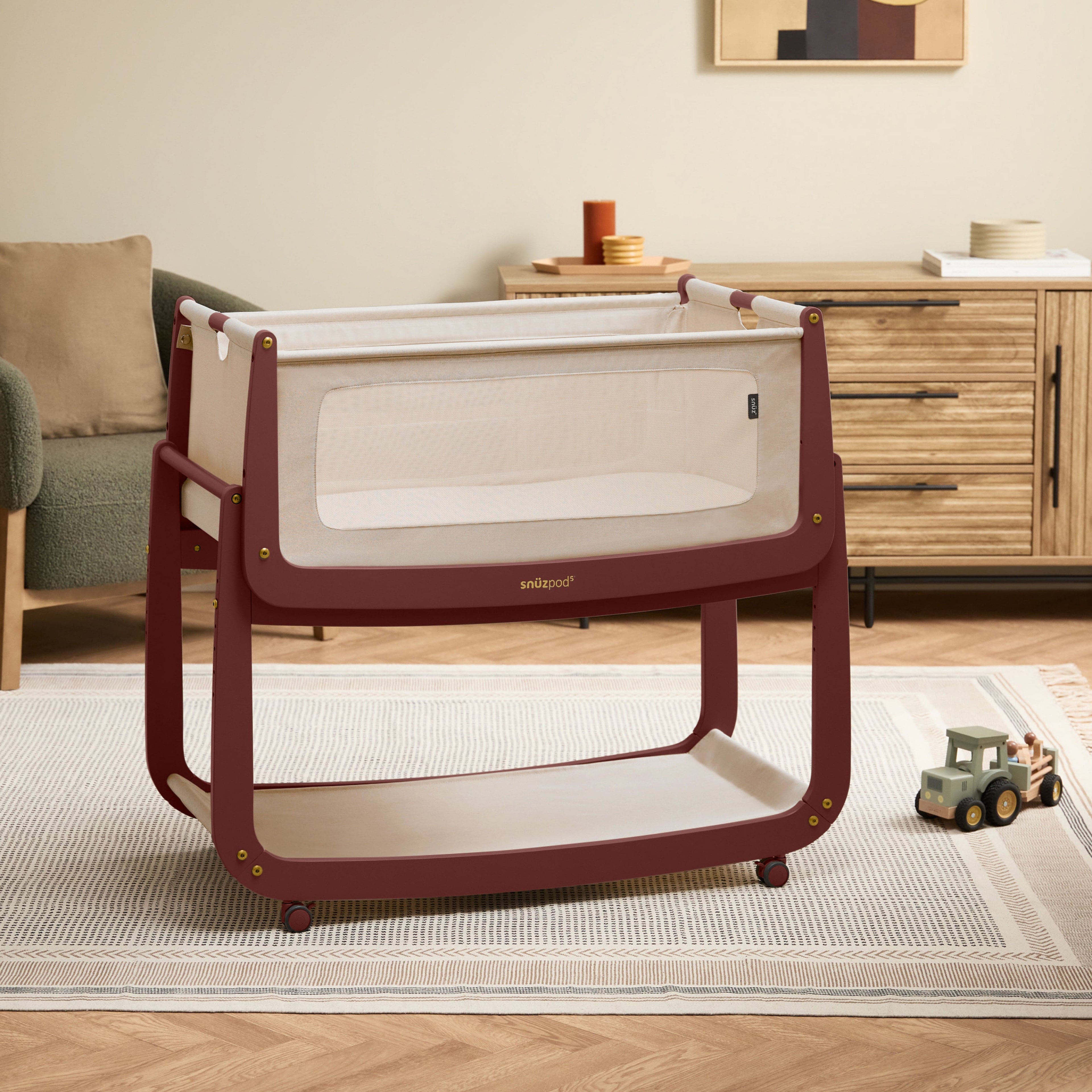 Snuzpod 5 Bedside Crib - Rouge