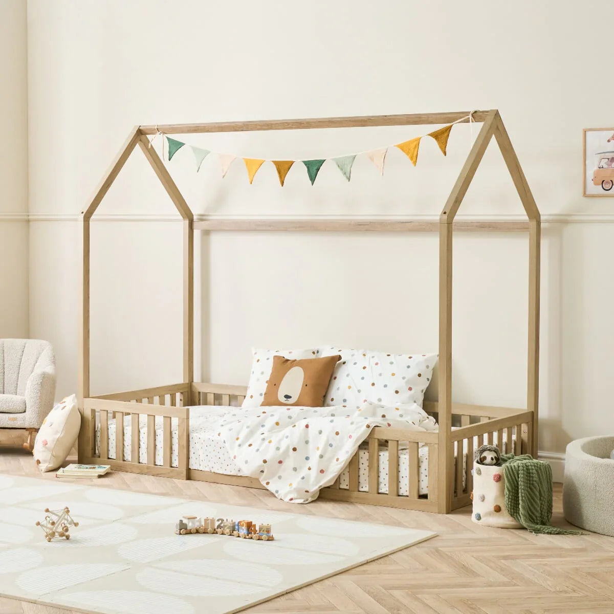 Tutti Bambini Casa Grande Montessori House Floor Bed - Harvest Oak