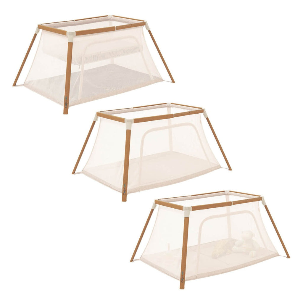 Tutti Bambini CoZee Go 3-in-1 Bassinet, Travel Cot & Playpen - Scandinavian Walnut/Ecru
