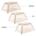 Tutti Bambini CoZee Go 3-in-1 Bassinet, Travel Cot & Playpen - Scandinavian Walnut/Ecru