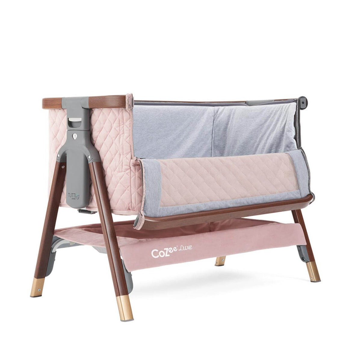 Tutti Bambini CoZee Luxe Bedside Crib - Walnut/Blush 3
