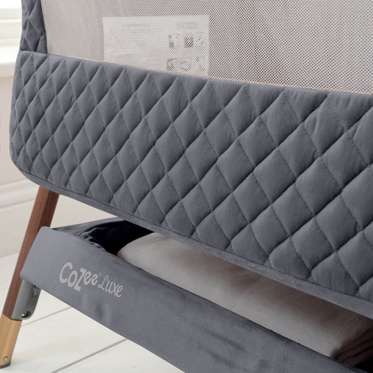 Tutti Bambini CoZee Luxe Bedside Crib - Walnut/Slate 11