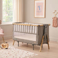 Tutti Bambini CoZee XL Bedside Crib and Cot - Oak/Charcoal 1