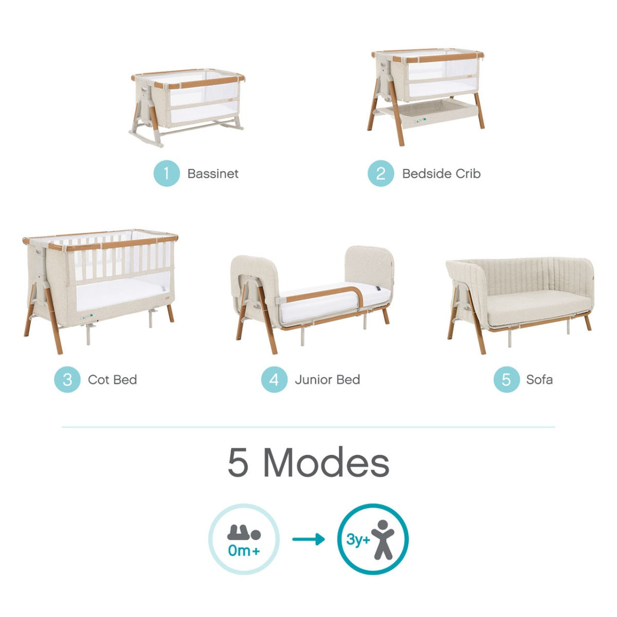 Tutti Bambini CoZee XL Complete Birth to 4+ Years Package - Scandinavian Walnut/Ecru 7