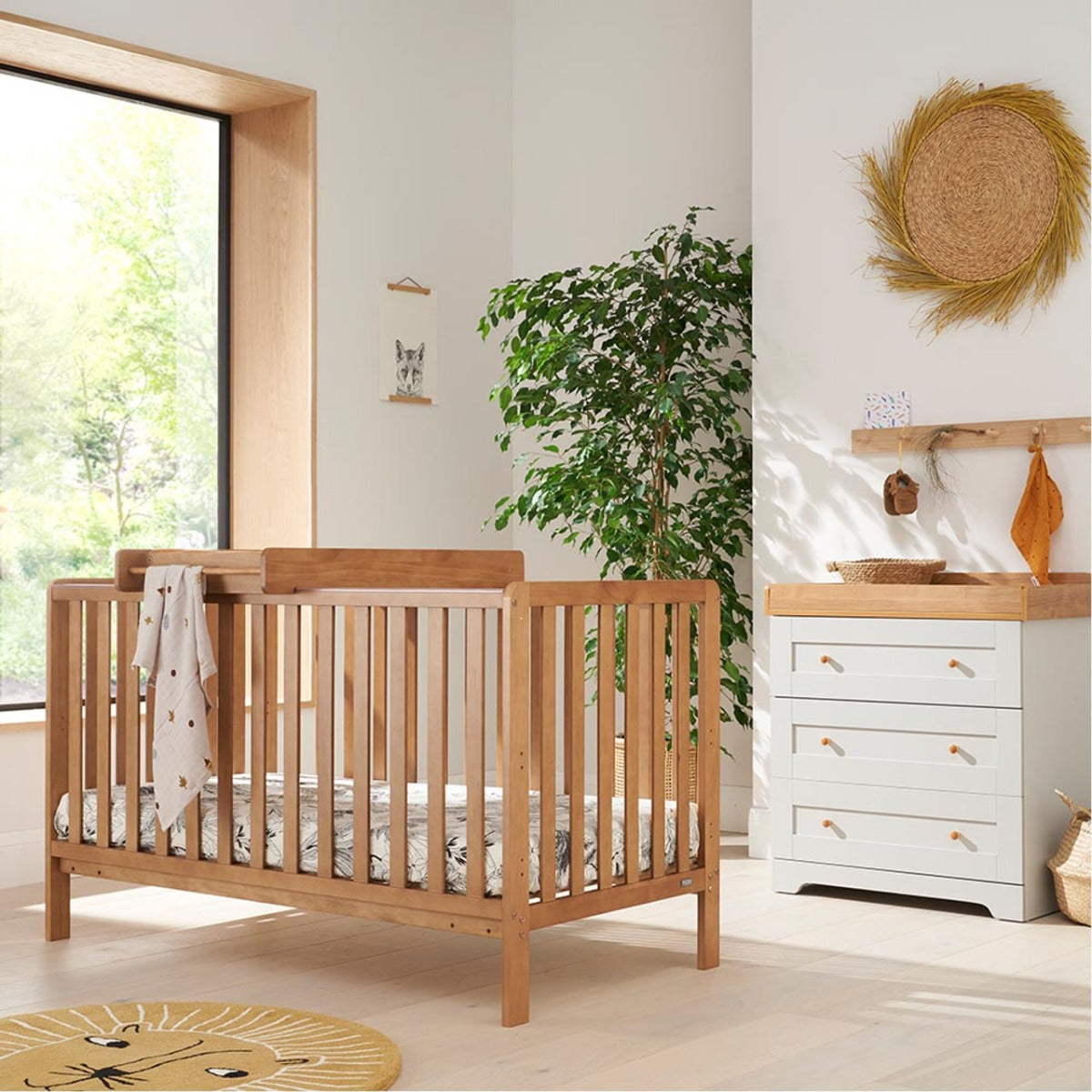 Tutti Bambini Malmo Cot Bed & Rio Furniture 2pc Set - Dove Grey/Oak 1