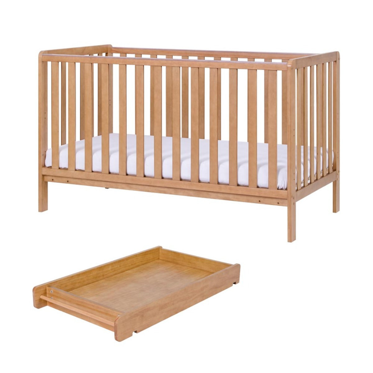 Tutti Bambini Malmo Cot Bed & Rio Furniture 3pc Set - Dove Grey/Oak 34