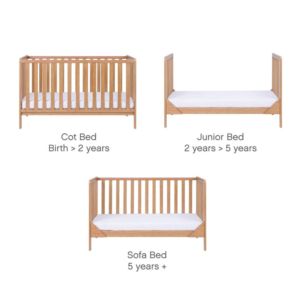 Tutti Bambini Malmo Cot Bed & Rio Furniture 3pc Set - Dove Grey/Oak 2