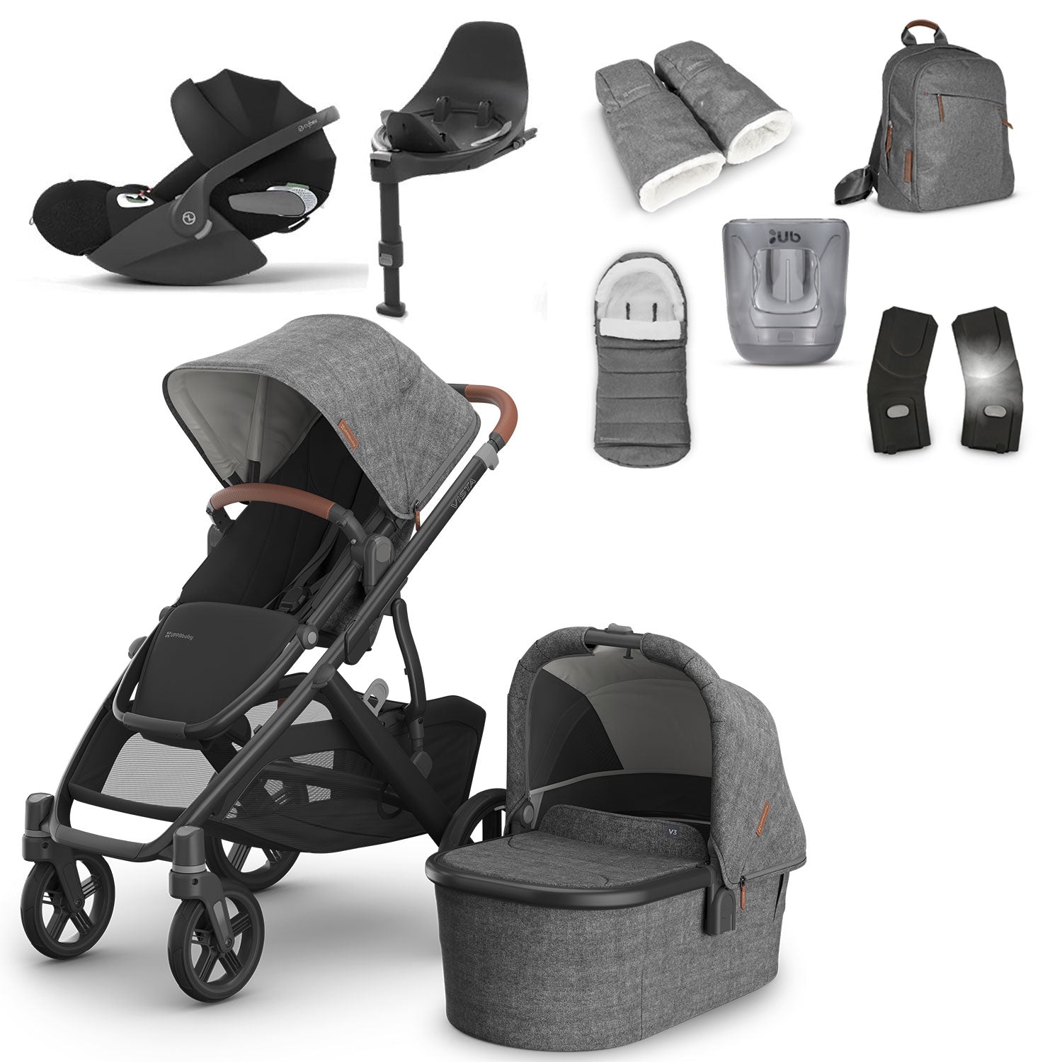 UPPAbaby VISTA V3 Luxury Cybex Cloud T i-Size Travel System Bundle - Greyson