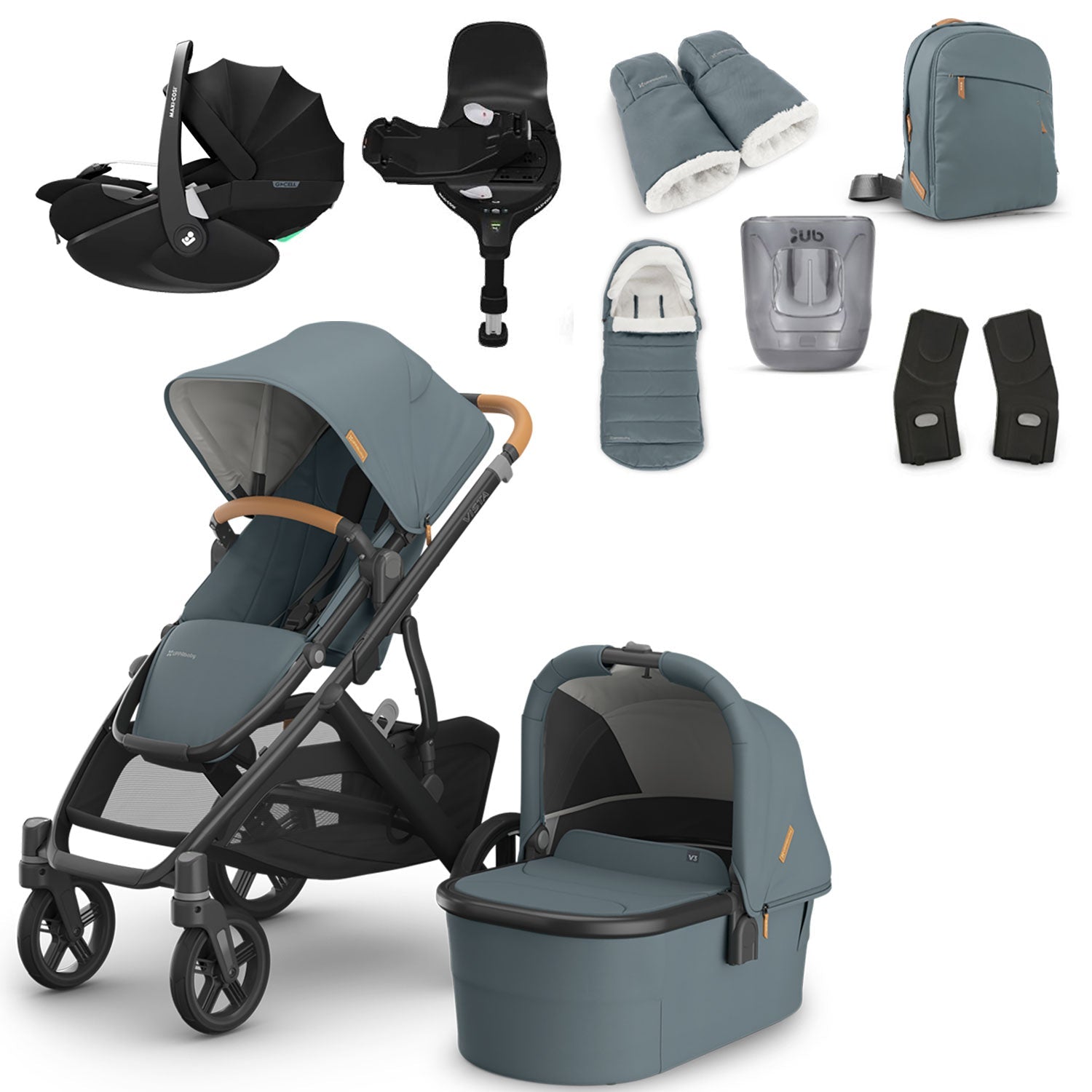UPPAbaby VISTA V3 Luxury Maxi-Cosi Pebble 360 Pro2 i-Size Travel System Bundle - Dillan