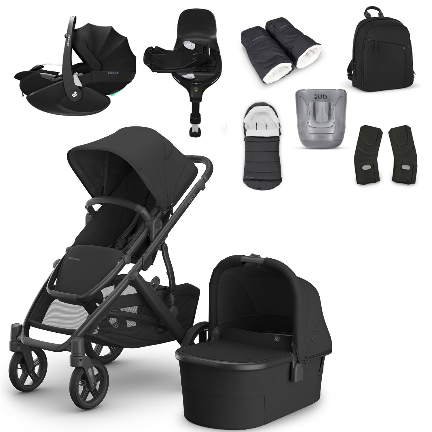 UPPAbaby VISTA V3 Luxury Maxi-Cosi Pebble 360 Pro2 i-Size Travel System Bundle - Jake